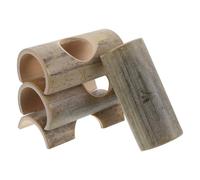 Toddmomy 4PCS Bamboo Hamster Tunnel Hideout Set with C-Shaped Single, Double, Half Holes and Tunnel - Natural Pet Tube for Dwarf Hamsters, Gerbils and Small Animals, Cage Climbing and