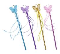 Toddmomy 4Pcs Butterfly Fairy Wands for Shining Glitter Props for Dress Up Birthdays Parties and Cosplay Adorable Fairy Stick Purple Gold