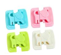 Toddmomy 4pcs Cartoon Safety Lock Set for Multi Function Protective Lock for Refrigerators and Cabinets Green Blue White Pink