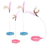 Toddmomy 4pcs Cat Teaser Collars Bell Interactive Self-playing Toys for Indoor Kittens and Cats Fun Chasing Plaything