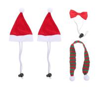 Toddmomy 4Pcs Christmas Pet Hat Scarf and Bow Tie Set for Small Animals Fleece Headdress for Guinea Pigs, Rabbits, Chinchillas, Hedgehogs, Hamsters Red and Green Decorative Costume