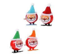 Toddmomy 4PCS Christmas Wind Up for Clockwork Jumping Playthings with Festive Hat Design Battery Winding to Enhance Color Recognition and Tactile Skills Fun Holiday Boys