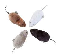 Toddmomy 4Pcs Clockwork Plush Mouse Spring Design Wind-up Mice for Cats Interactive Party Favors Safe Playset Random Color