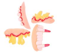 Toddmomy 4Pcs Cosplay Dentures Funny Fake Teeth for Halloween Parties Safe Material Create Spooky Atmosphere for Costumes and Pranks