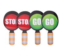 Toddmomy 4pcs Double-sided Signs for Lightweight Plastic Traffic Safety Handheld Paddles with Red Classroom Hand Signal for Kindergarten Road Safety Education