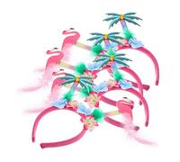 Toddmomy 4pcs Flamingo Palm Tree Headbands Fun Hawaiian Party Accessories for Cosplay Festivals Comfortable Fit for All Ages for Luau Celebrations
