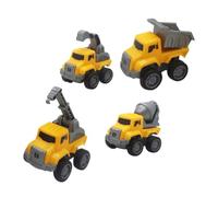 Toddmomy 4pcs Friction Powered Pull Back Truck for Construction Car Models Cartoon Push Car Enhancing Creativity and Motor Skills