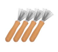 Toddmomy 4pcs Hair Brush Remover Comb Cleaner Tools with Wooden Handle Practical Comb Cleaning Rake for Extending Hair Brush Life Suitable for Home and Travel Use