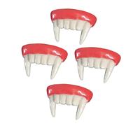 Toddmomy 4pcs Halloween Vampire Fangs Fake Cosplay Teeth Secure Comfortable Fit for Adults Scary Roleplay Fang Caps for Trick Treat Gothic Costume Parties