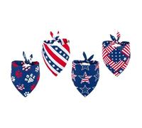 Toddmomy 4pcs Independence Day Themed Pet Triangle Scarves for Dogs and Kittens, Lightweight Polyester Puppy Bandanas Comfortable for Daily Life and Photo Taking