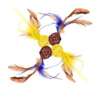 Toddmomy 4pcs Interactive Cat Rattan Balls with Bell and Plume Durable Woven for Indoor Cats and Kittens Promotes Exercise and Anxiety Relief Safe
