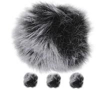 Toddmomy 4pcs Lapel Microphone Wind Screen Protective Cover, Grey Black Furry Mic Windshield for Recording Studio and Outdoor Use, Microphone Wind Cover for Lavalier Mic Accessories