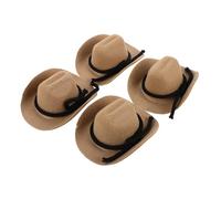 Toddmomy 4pcs Mini White Flocked Cowboy Hats for Crafts Textured Miniature Doll Caps with Soft Felt Finish Decorative Tiny Cowgirl Accessories for Western Party Doll Dress-up and Cake
