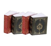 Toddmomy 4pcs Miniature Dollhouse Books Delicate Paper Accessories for Pretend Play Vintage Style Tiny Books for Doll House Decoration and Imaginative Play
