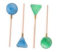 Toddmomy 4Pcs Miniature Fishing Nets for Dollhouse Decoration Realistic Wear Resistant Mini Fishing Tools with Blue and Green and Round Nets for Miniature Garden and Beach Scenes