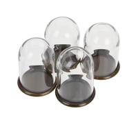 Toddmomy 4pcs Miniature Glass Display Domes with Metal Base Transparent High Transparency Glass Cloche for Dollhouse Decorations Easy Open Mini Round Dome for Preserved Flower Display