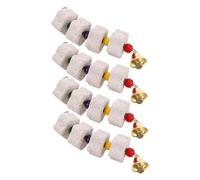 Toddmomy 4pcs Natural Stone Parrot Beak Grinding with Bell and Colorful Beads for African Grey Budgies Cockatiels Small Animal Chew Stone for Teeth Maintenance and Beak Health