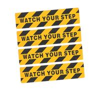 Toddmomy 4pcs Non-skid Floor Warning Tape with Watch Your Step Caution Sign Anti-slip Safety Stickers for Stairs Steps Platforms Black Yellow