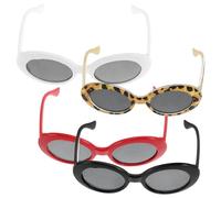 Toddmomy 4Pcs Pet Sunglasses for Small Dogs and Cats, Retro Funny Eyewear with Leopard, Red, Black, and White Frames, Cosplay Costume Accessories for Puppy and Small Breed Pets