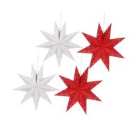 Toddmomy 4pcs Point Christmas Star Paper Lanterns Hollow Folding Lampshades in Red and White Hanging Party Lanterns for Indoor Wedding Year Festive Holiday Decor