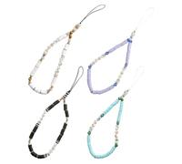 Toddmomy 4pcs Polymer Clay Beaded Phone Lanyard for Camera and Phone with Anti-lost Function and Good Workmanship Lovely and Delicate for Daughters and Girlfriends