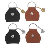 Toddmomy 4pcs PU Guitar Pick Holder Keychain with Wing Pendant Plectrum Storage Case for Guitarists Compact Portable Pick Organizer Bag with Keyring Protective PU Material for Acoustic