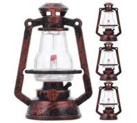 Toddmomy 4pcs Retro Mini Oil Lamp Decoration, Dollhouse Lantern Ornament for Fairy Garden, Rustic Tabletop Party Festive Ornament for Christmas Tree 2"
