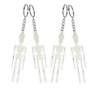 Toddmomy 4pcs Skull Charm White Metal Keyring Glowing Plastic Halloween Bag