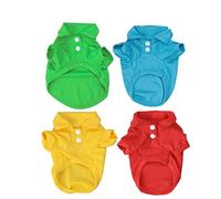 Toddmomy 4PCS Summer Pet Dog T Shirts Pure Color Xs Clothing for Small Dogs Breathable Cotton Material Durable Design Red Green for Stylish Pets