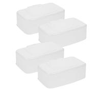 Toddmomy 4pcs Wet Wipes Dispenser Box with Sealing Lid - White Portable Wet Tissue Storage Case for Home and Care - Large Capacity for Desk and Travel