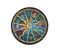 Toddmomy 500 Pieces Colorful Round Educational Jigsaw Puzzle for Adults and Precise Cut Paper Puzzle with Zodiac Design Fun for Stress Relief and Skill Building