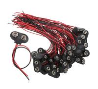 Toddmomy 50pcs Battery Connectors with PU Cable T-type Volt Battery Clips for Electronic Devices LED Lights and Scientific Experiments Iron Shell Compact and Lightweight Replacement