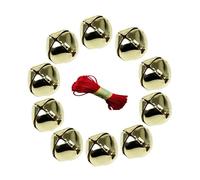 Toddmomy 50pcs Christmas Jingle Bells 20mm DIY Gold Hanging Bells DIY Xmas Bell Crafts Cross with 20M Red Rope for Christmas Tree Holiday Jewelry Handicraft