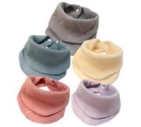 Toddmomy 5pcs Bandana Bibs Newborn Cotton Drooling Towels Washable Saliva Wipes Soft Bibs for Boys with Fastener in Purple Blue White Red Gray