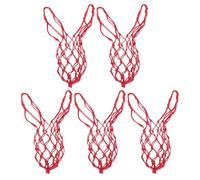 Toddmomy 5pcs Chicken Vegetable Hanging Feeder Bags, Reusable String Bag Net Hanging Feeder for Chickens Ducks Coops Toy, Enrichment Toys, Treat Holder Red