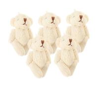 Toddmomy 5Pcs Mini Pearl Velvet Bear Doll Jointed Ornament for DIY Clothes Decoration Hat Scarf Backpack Crafts Easy Sew Accessories for Handmade Apparel and Gifts