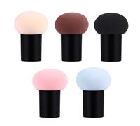 Toddmomy 5pcs Mushroom Shaped Powder Puff Face Powder Applicators with Plastic and Sponge Material for Salon and Travel Use Create Make-up Easily Random Color