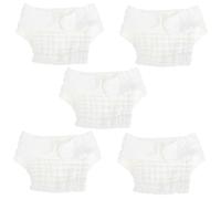 Toddmomy 5pcs Newborn Reusable Cotton Diapers Cloth Nappy Pants for Babies Soft Absorbent Leakproof Nighttime Diapers Washable Baby Cloth in White