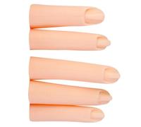 Toddmomy 5pcs Silicone Practice Hand for Manicure Training, Lightweight and Reusable Nail Art Design Practice Tool, for Nail Art Beginners and Salon Artists, Easy to Carry Khaki Colour