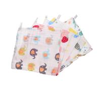 Toddmomy 5pcs Six Layer Cotton Towels Set Soft and Absorbent Facecloths Versatile Handkerchiefs for Boy Girl for Nursing and Daily Use Mixed Designs