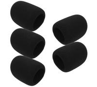 Toddmomy 5pcs Universal Sponge Mic Cover for Handheld Microphone, Windproof Mic Shield with Saliva Splash Protection, Suitable for Live Sessions and Ktv, Black Wind Muff with Professional