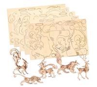 Toddmomy 5pcs Wooden Animal Puzzle DIY Model Kit for Interactive Educational Jigsaw with Wolf Fox Deer Dragon Tiger Enhances Concentration and Hand-eye Coordination