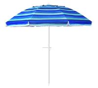 Toddmomy 6.5ft Striped Beach Umbrella with Crank Tilt Adjustable Sunshade Canopy, Heavy-Duty Windproof Outdoor UV Protection Umbrella for Beach, Pool (Silver-Plated Polyester/Aluminum Frame)