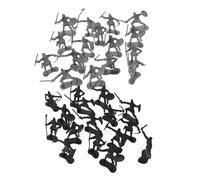 Toddmomy 60Pcs Army Men Set Black Silver Plastic Medieval Soldier Figures Roman Knights Statues for Historical Role-playing Collectible