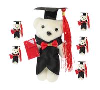 Toddmomy 6pcs Graduation Bear Plush with Cap Cute Doctoral Keepsake Animal Ornaments for Kindergarten Elementary High School College Party Decorations and