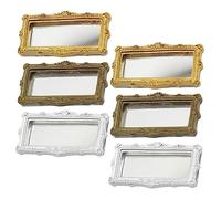 Toddmomy 6pcs Miniature Doll House Mirrors Resin Decorative Mini Mirrors for Pretend Play Square Design in Antique Bronze Handcrafted Miniatures for Dollhouse Decoration and Skill Building