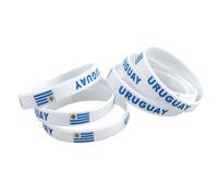 Toddmomy 6Pcs National Flag Bracelet Silicone Wristbands Uruguay Flag Bracelets Motivational Rubber Wristbands for Sports Themed Football Compatitive Race International Match