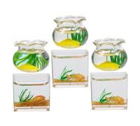 Toddmomy 6pcs Scale Miniature Glass Fish Bowls Realistic Dollhouse Goldfish Aquarium Decor for Desktop Micro Landscape Garden Scene Ornaments Random Color