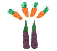 Toddmomy 6pcs Small Pet Chew for Hamsters Rabbits Molar Teeth Care Supplies Carrot Eggplant Shape Teeth Grinding for Dental Health and Cage Protection
