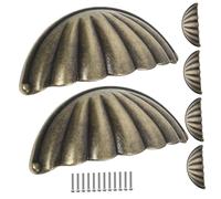 Toddmomy 6pcs Vintage Bronze Shell Knobs Decorative Cabinet Handles Half Moon Drawer Pulls for Wardrobe Kitchen Furniture Home Renovation